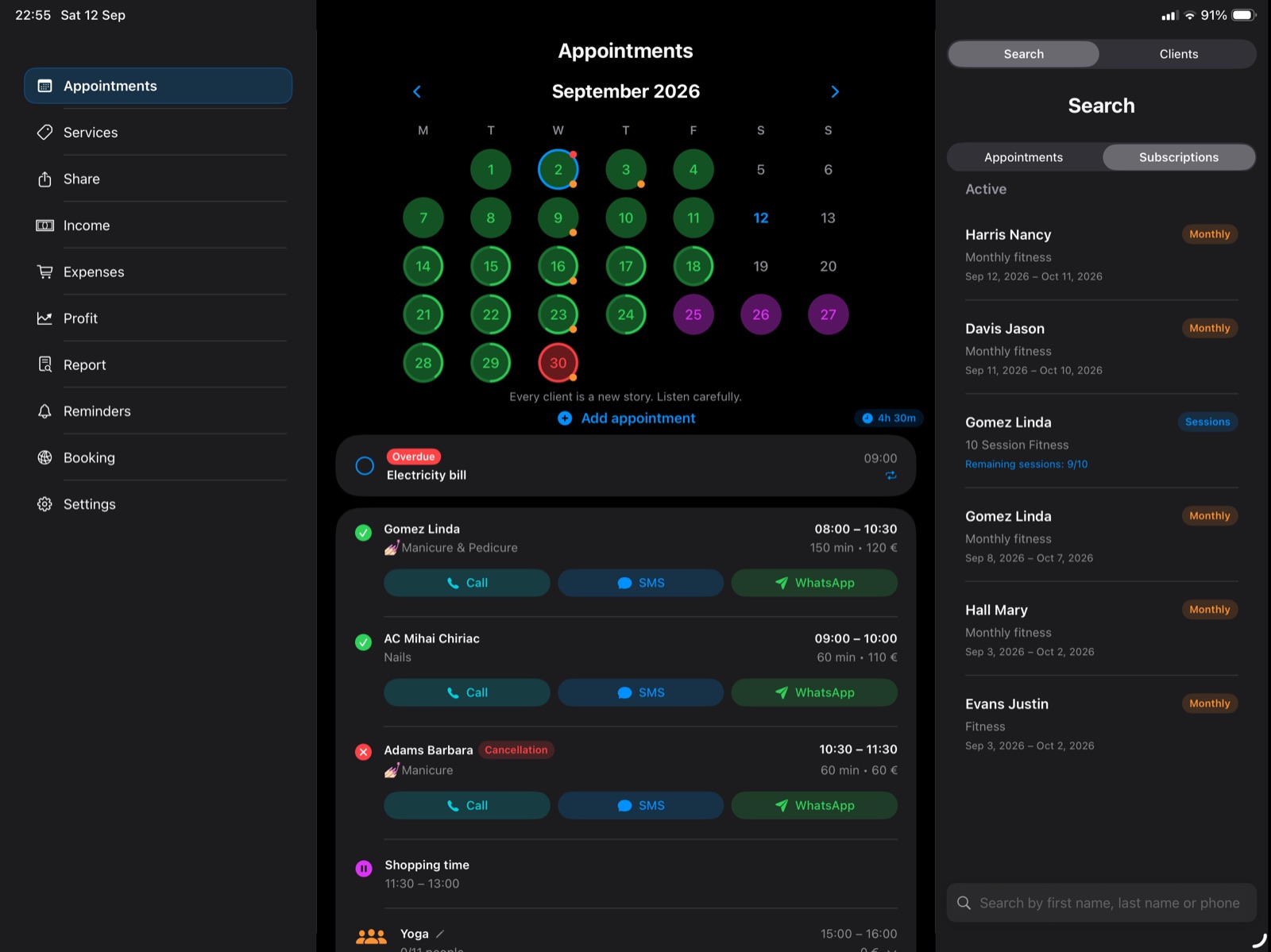 iPad – randevu takvimi