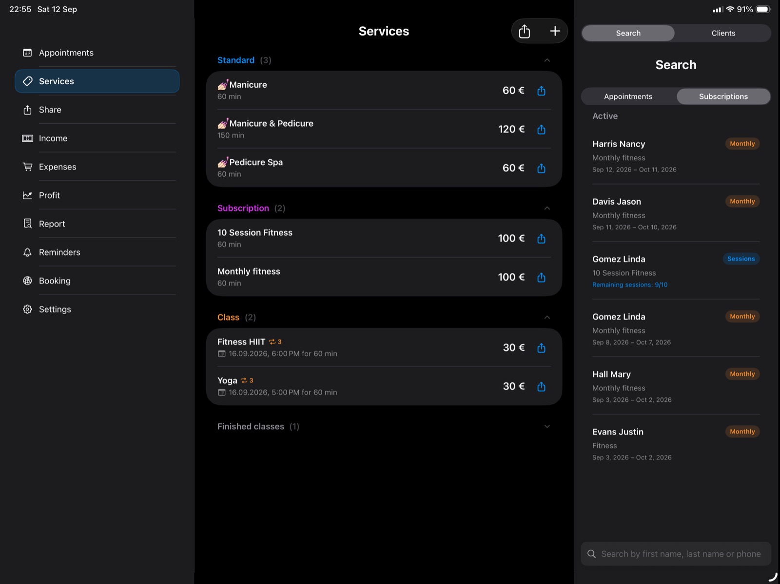 iPad – hizmet listesi