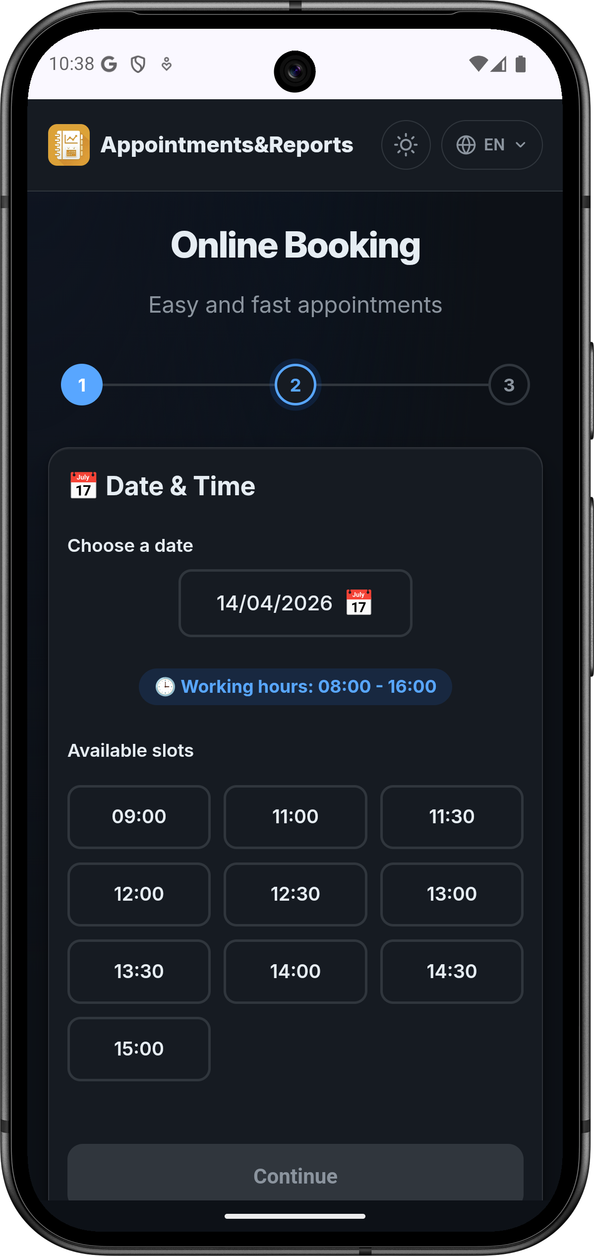 Step 2 – Pick date and time